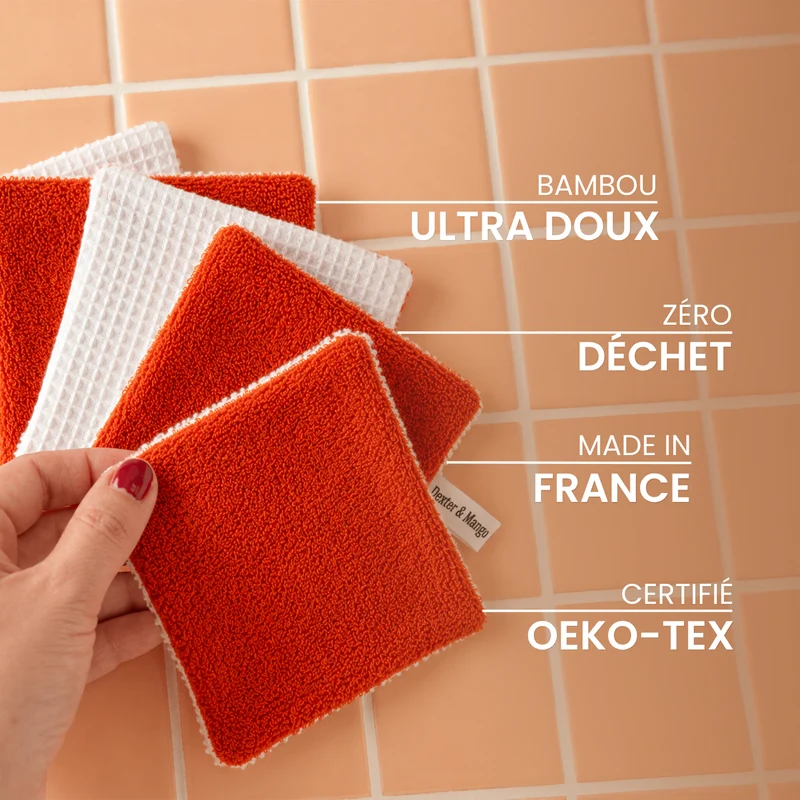 Lingettes lavables terracotta
