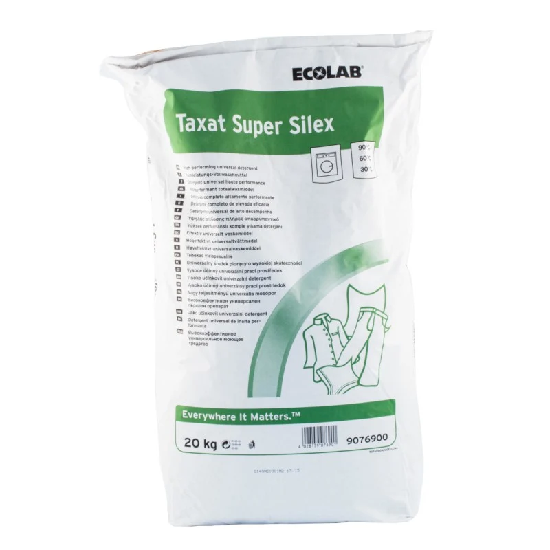 Detersivo in polvere atomizzato per lavatrice Ecolab Taxat Super Silex 20 kg DISPONIBILE IN 7 GIORNI LAVORATIVI