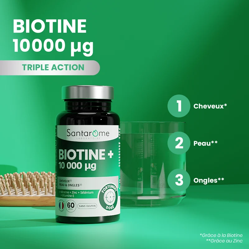 Biotine + 10 000 µg - 60 gélules