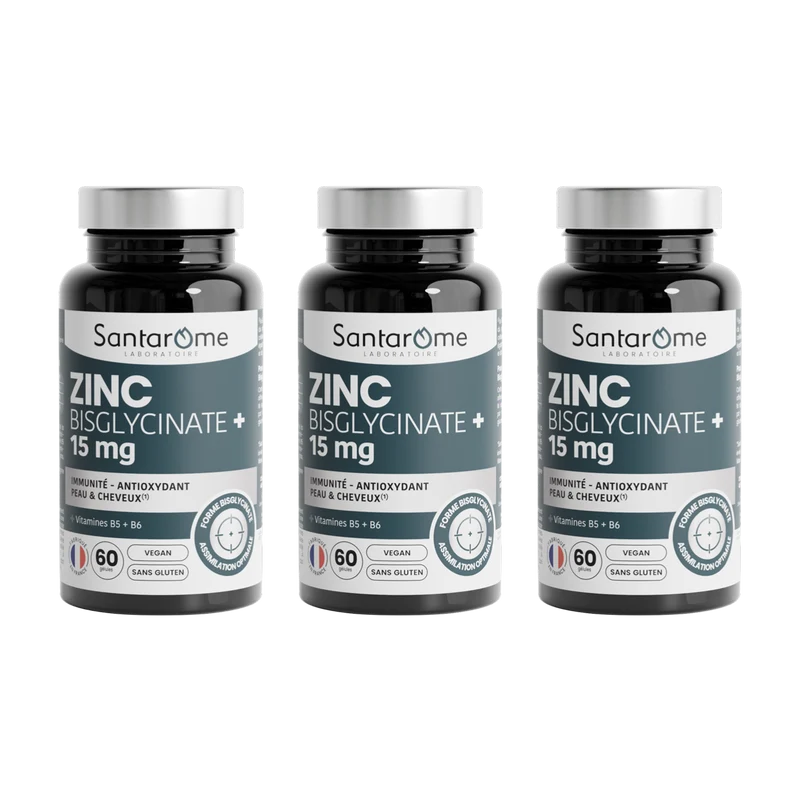 Zinc Bisglycinate + 15 mg + Vitamines B5/B6 - 60 Gélules