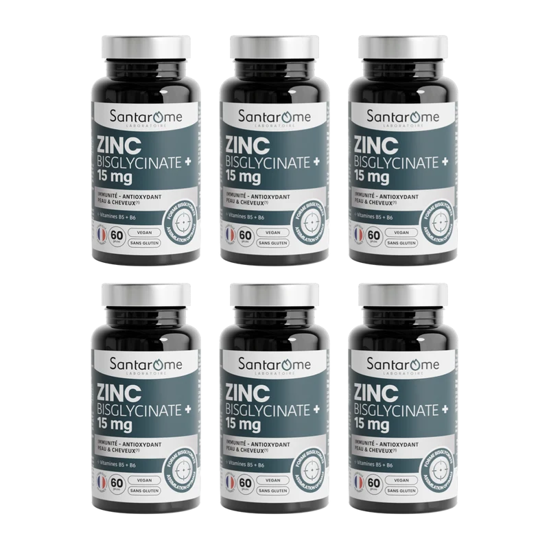 Zinc Bisglycinate + 15 mg + Vitamines B5/B6 - 60 Gélules
