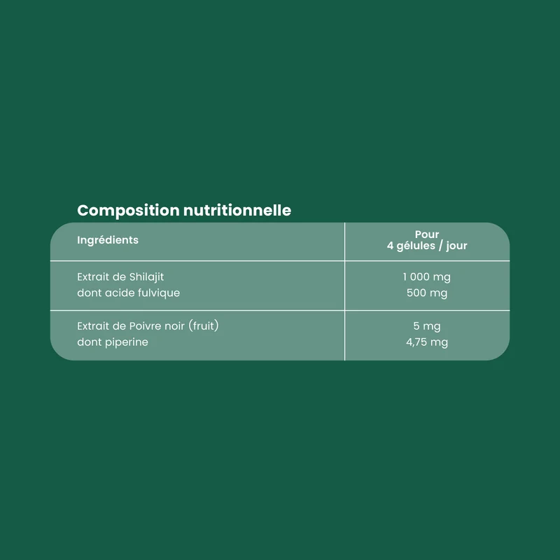 Shilajit + 1000 mg - 60 gélules