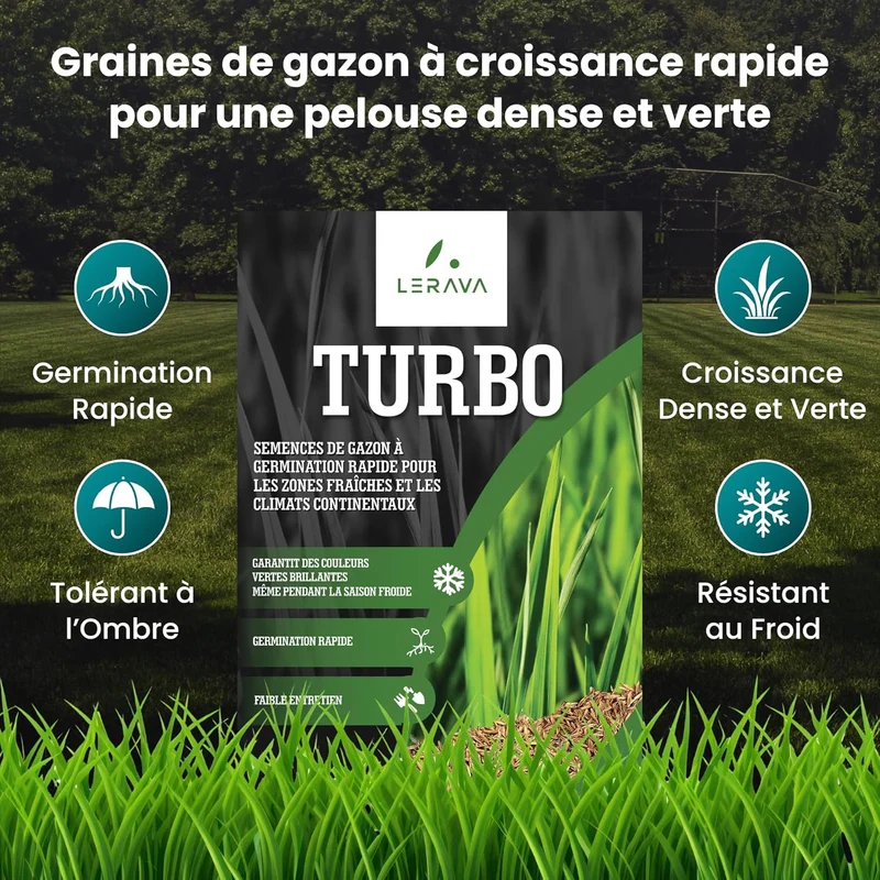 LERAVA Turbo Gazon à Semer 30m²