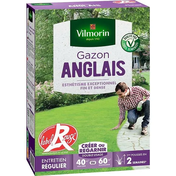 Vilmorin Graines de gazon Anglais 1kg 40-60m²