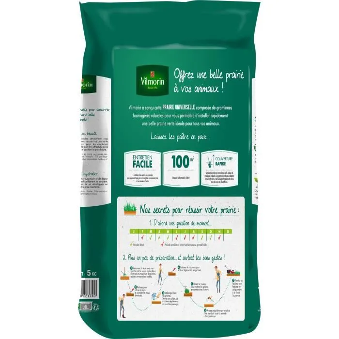 Vilmorin Graines de gazon Prairie Universelle 5kg 500m²