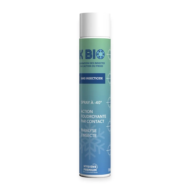 Lot de 2 Sprays 100% Naturel K Bio - Tue Instantanément Les Nuisibles Rampants et Volants par le Froid - Bombe par cryogénie à -40