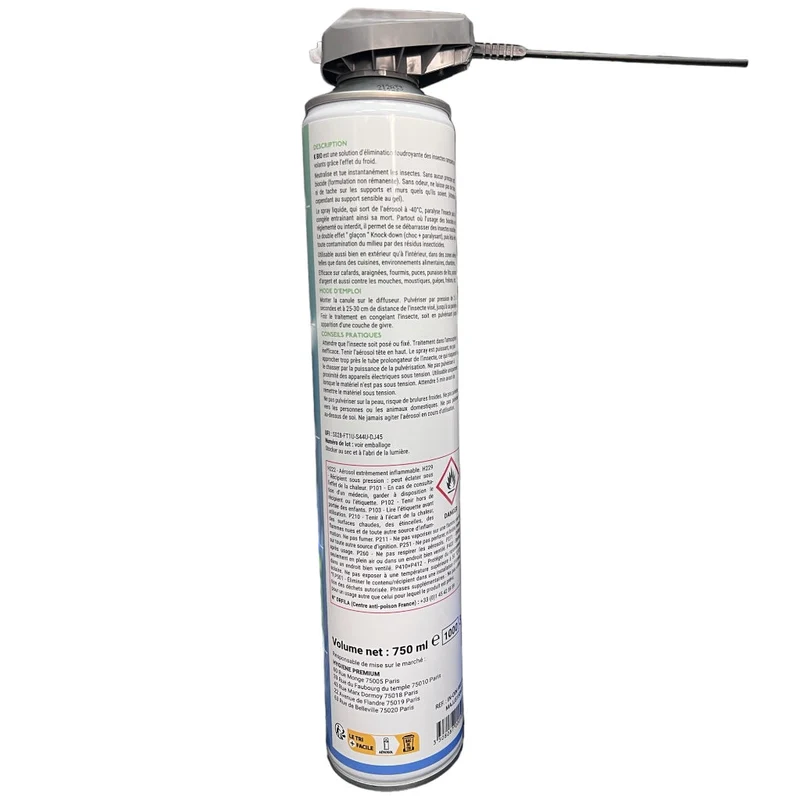 Lot de 2 Sprays 100% Naturel K Bio - Tue Instantanément Les Nuisibles Rampants et Volants par le Froid - Bombe par cryogénie à -40