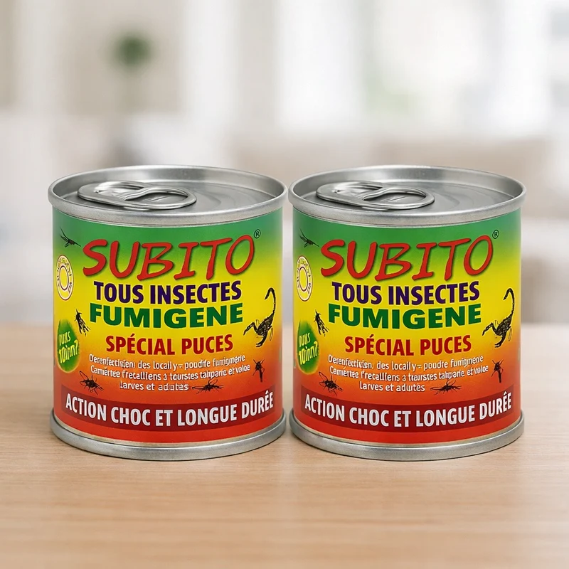 Lot de 2 Fumigènes à mèche Subito Insectes Volants et Rampants - Traitement Efficace contre tout type d’insectes nuisibles