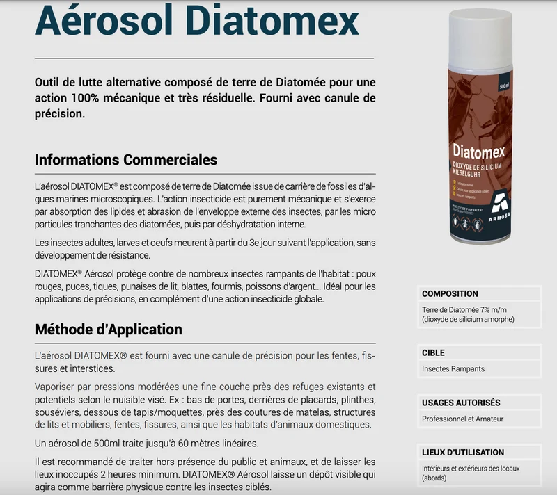 Lot de 2 Aérosols Diatomex® 500 ml | NuisibleShop - Vaporisateur Terre de Diatomée - Efficace et Rapide