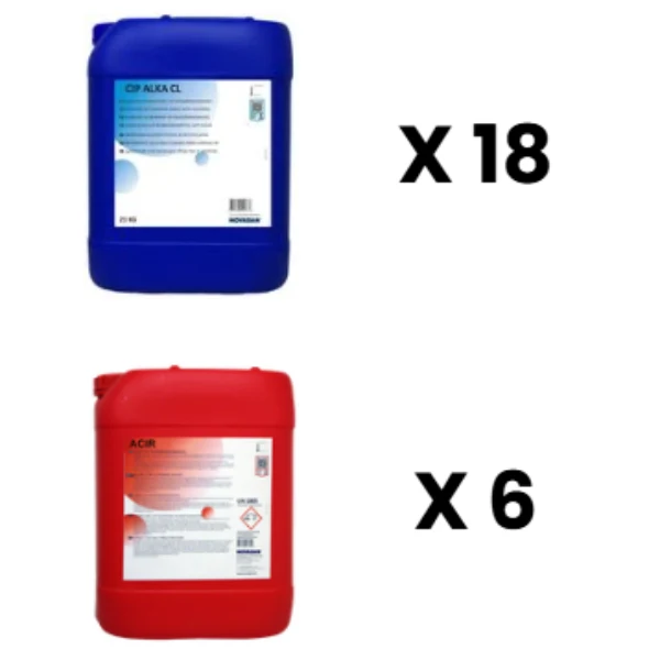 Reinigingspakket 1 - Novadan - geschikt voor melkmachine/-tank, GEA/Delaval melkrobot
