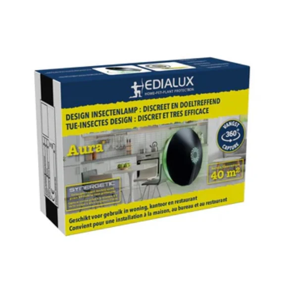 Edialux Aura black Design insectenlamp met lijmsticker
