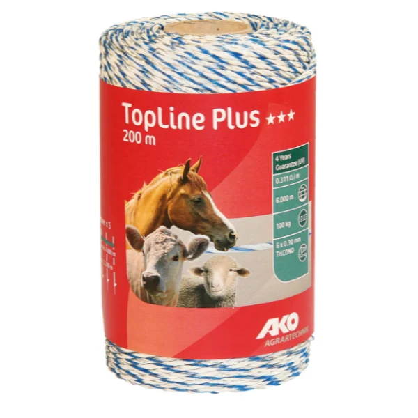 Afrasteringskoord Topline Plus wit/blauw - 200 m
