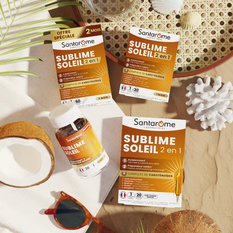 Sublime Soleil 2 en 1 – Autobronzant et Préparateur solaire – 60 gélules 2 mois