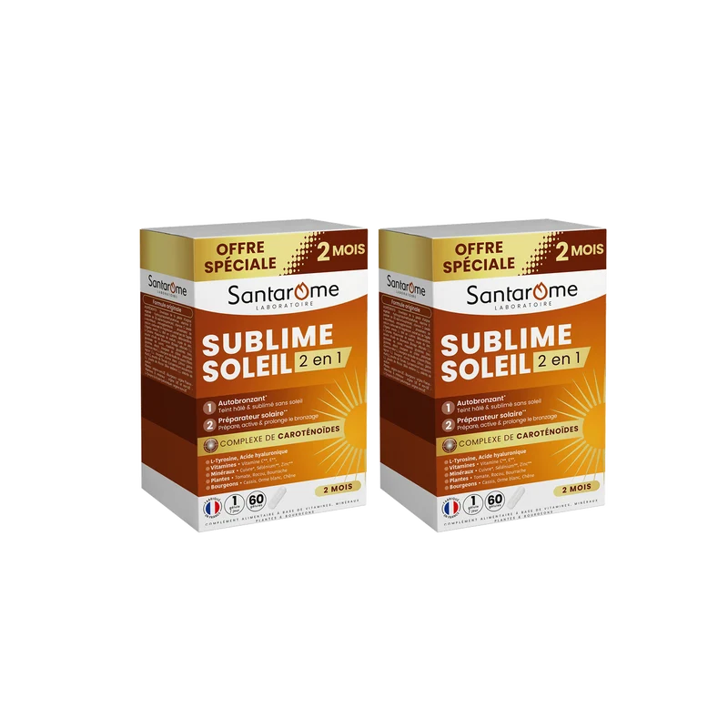 Sublime Soleil 2 en 1 – Autobronzant et Préparateur solaire – 60 gélules 2 mois