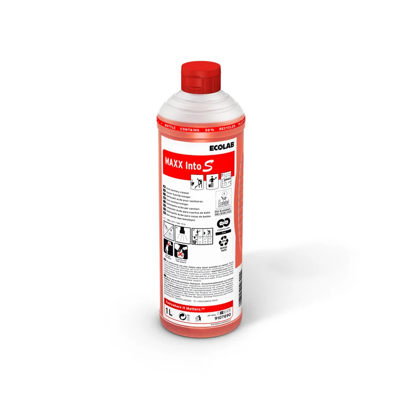 Detergente acido concentrato Ecolabel per sanitari Ecolab MAXX Into S 12x1 litro DISPONIBILE IN 7 GIORNI LAVORATIVI