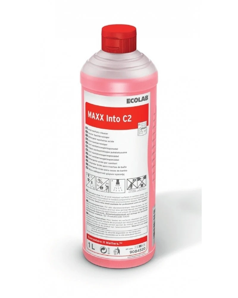 Detergente acido concentrato Ecolabel per sanitari Ecolab MAXX Into S 12x1 litro DISPONIBILE IN 7 GIORNI LAVORATIVI