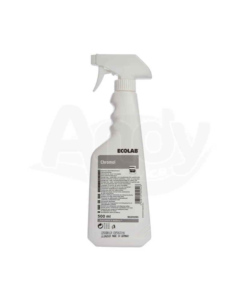 Lucidante protettivo per acciaio inox Ecolab Chromol 500 ml DISPONIBILE IN 7 GIORNI LAVORATIVI
