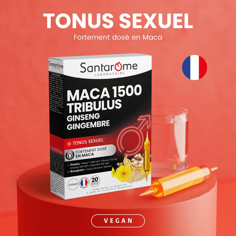 Maca 1500 Tribulus Ginseng Gingembre - 20 ampoules