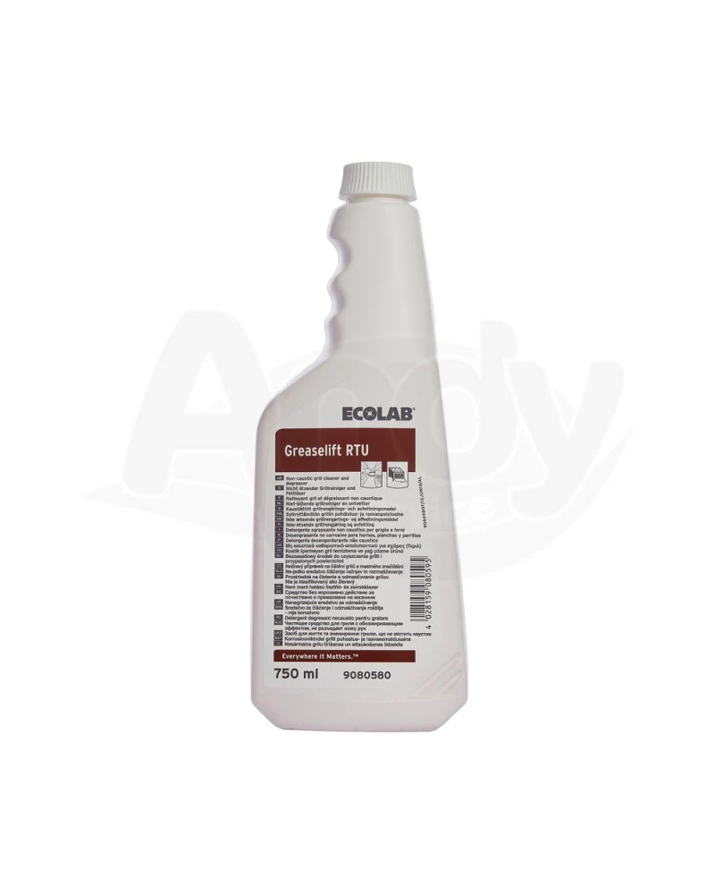 Sgrassante superconcentrato per piastre e forni Ecolab Greaselift RTU 750 ml DISPONIBILE IN 7 GIORNI LAVORATIVI