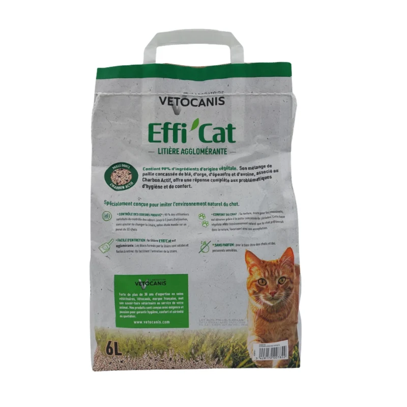 Litière Vetocanis EFFI'CAT 6L - Lot de 2