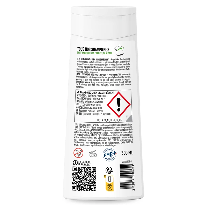Shampoing Usage Fréquent pour Chien, à l'Aloe Vera. 300ml