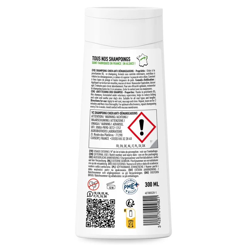 Shampoing Professionnel Anti-Démangeaisons pour Chien. 300ml