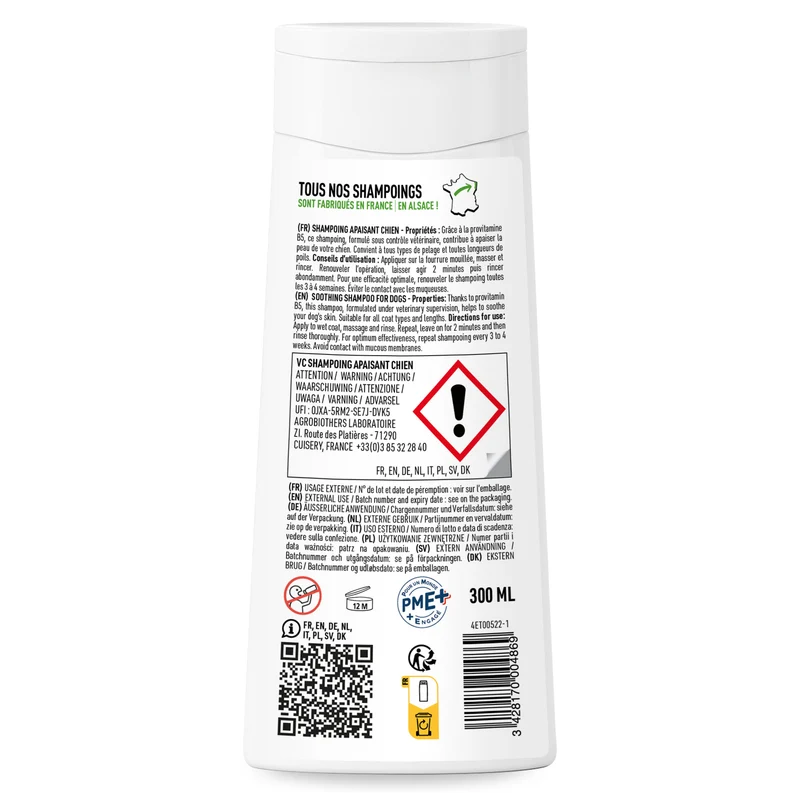 Shampoing Professionnel Hypo-Allergénique pour Chien. 300ml