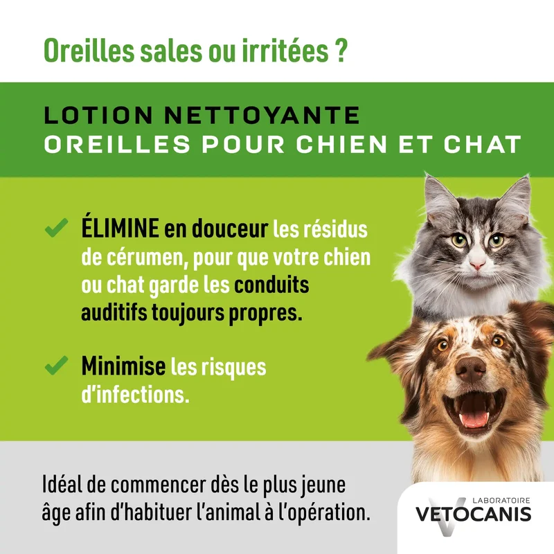 Lotion Nettoyante des Oreilles pour Chat et Chien 60ML