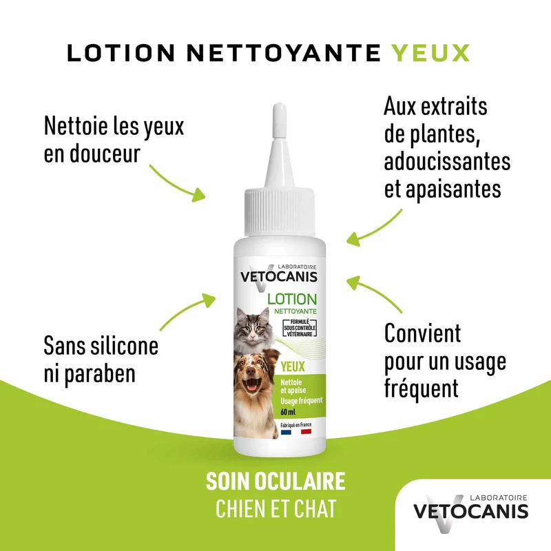 Lotion Nettoyante des Yeux pour Chien et Chat