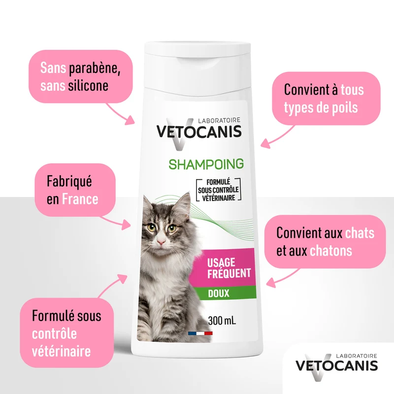 Shampoing Usage Fréquent pour Chat, à la Fleur de Lotus