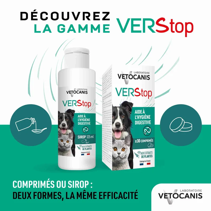 VERSTOP Sirop aide à l'hygiène digestive pour Chien et Chat 125ml