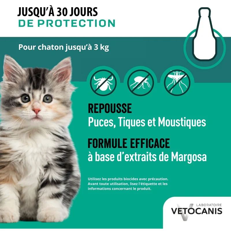 VETOCANIS 10%M Solution répulsive pour spot-on pour chats et chatons