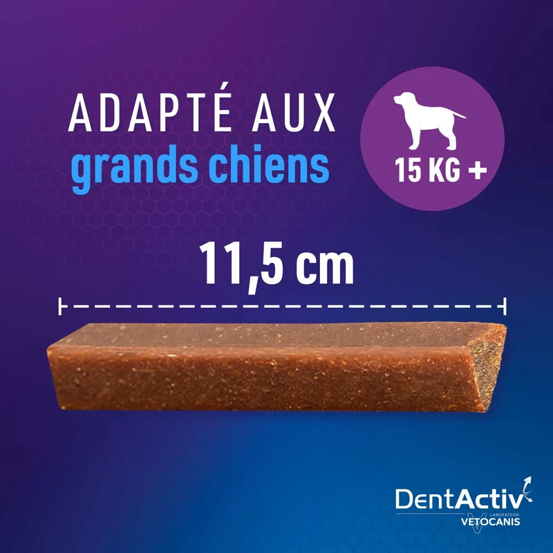 DentActiv Bâtonnets Hygiène Bucco-Dentaire pour Chien 15kg +