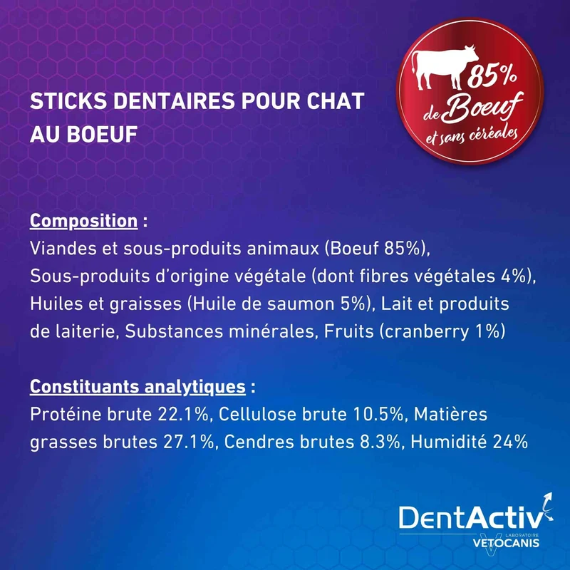 Bâtonnets Hygiène Bucco-Dentaire pour Chat, DentActiv