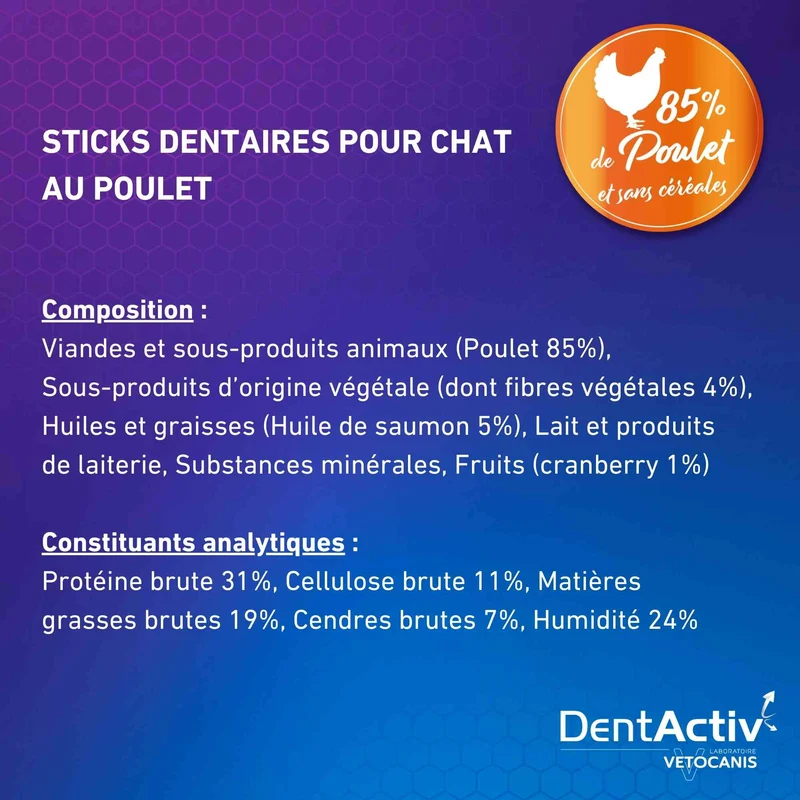 Bâtonnets Hygiène Bucco-Dentaire pour Chat, DentActiv