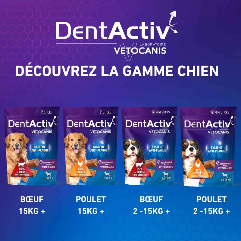 Bâtonnets Hygiène Bucco-Dentaire pour Chien 2-15 kg