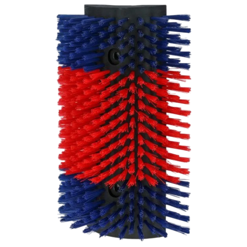 Halfronde koeborstel / veeborstel, blauw/rood - XL