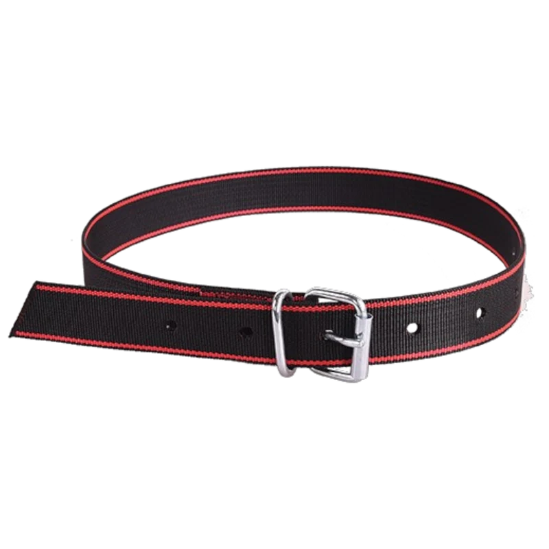 Koehalsband zwart rood met tonggesp 130 cm