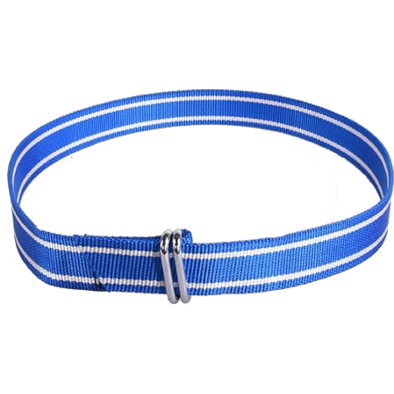 Koehalsband blauw/wit met knelgesp 130cm
