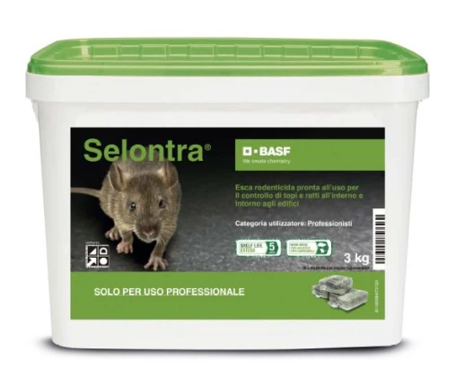 Esca rodenticida derattizzante per topi e ratti Basf Selontra 3 Kg