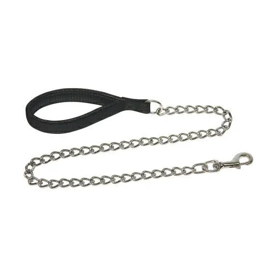 Laisse nylon poignée chaîne noire - Chien
