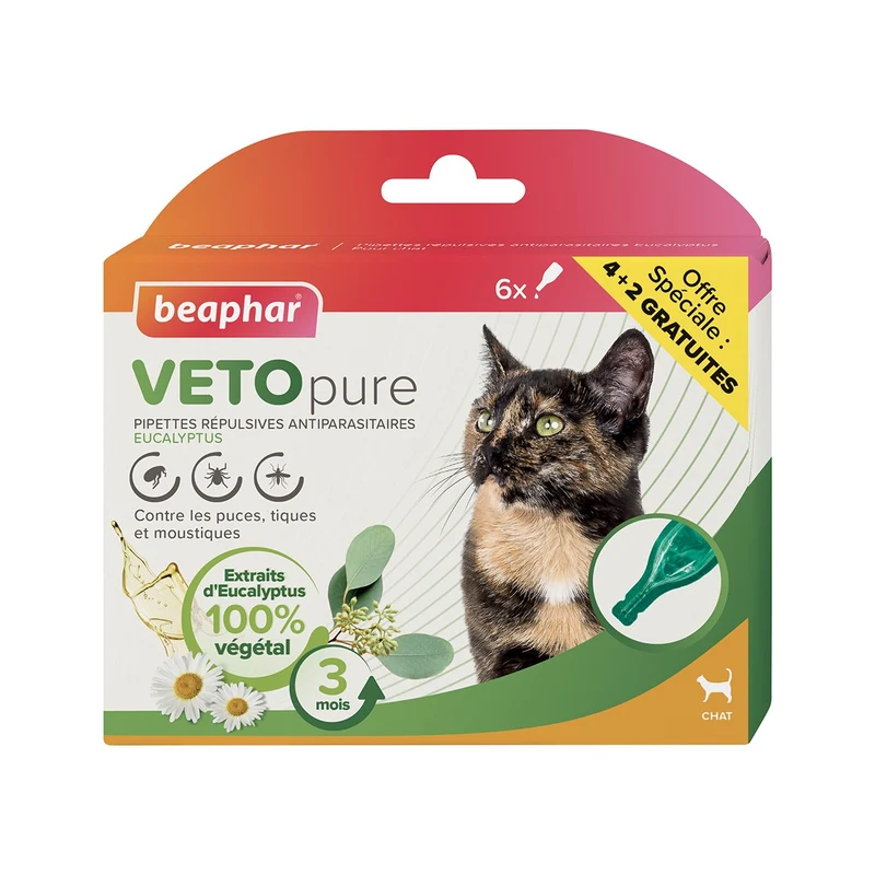 Pipettes répulsives antiparasitaires Vetopure Chat