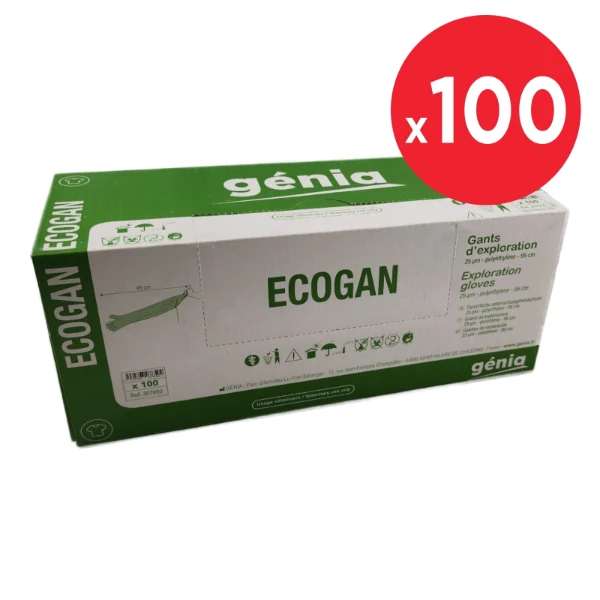 Ecogan verlos/inseminatiehandschoenen - 95 cm - 25µm - 100 stuks
