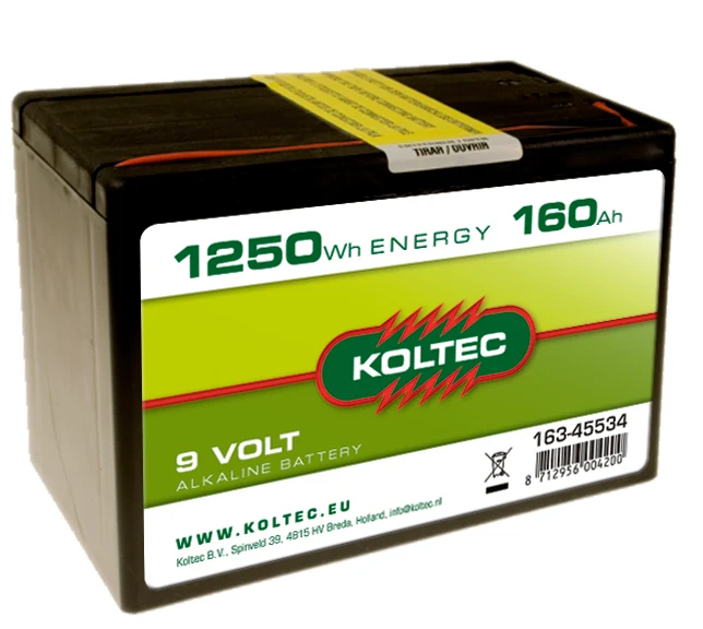 Batterij 9 Volt - 1250Wh 160Ah