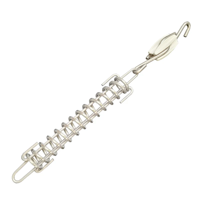 Witte ei-isolator met RVS/INOX haak en spanveer