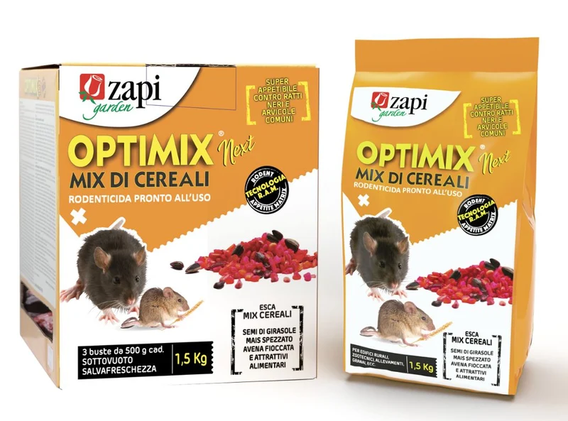 Esca rodenticida in cereali per topi e ratti Zapi Optimix Next 5 kg