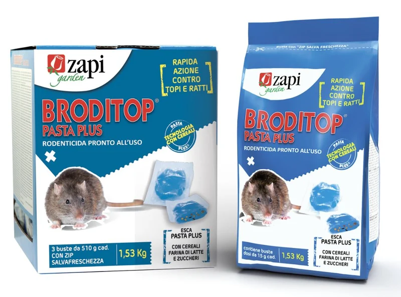 Esca rodenticida in pasta per topi e ratti Zapi Broditop Pasta Plus 1,53 kg (3 buste)