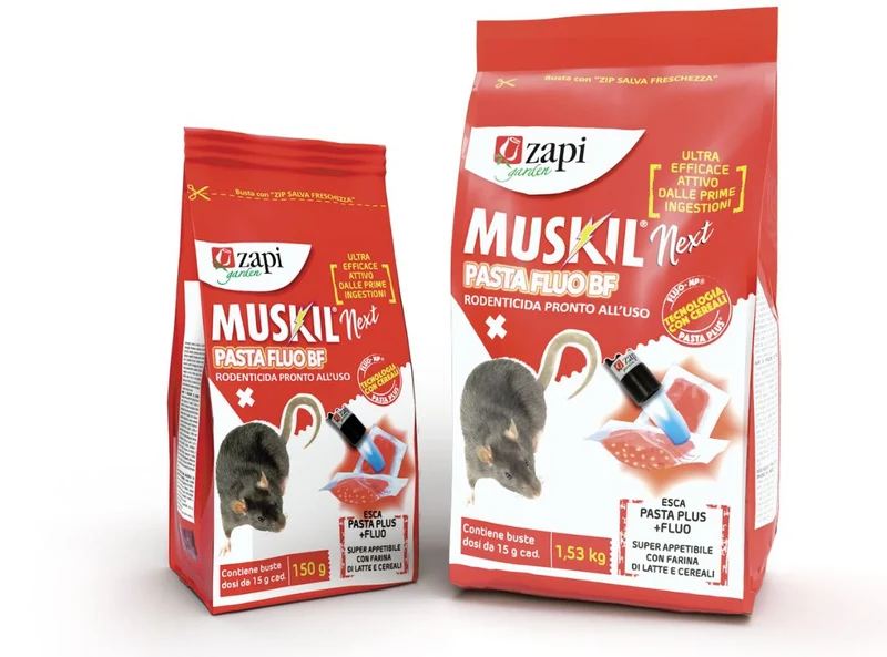 Esca rodenticida in pasta per topi e ratti Zapi Muskil Next Pasta Fluo BF 1,53 kg