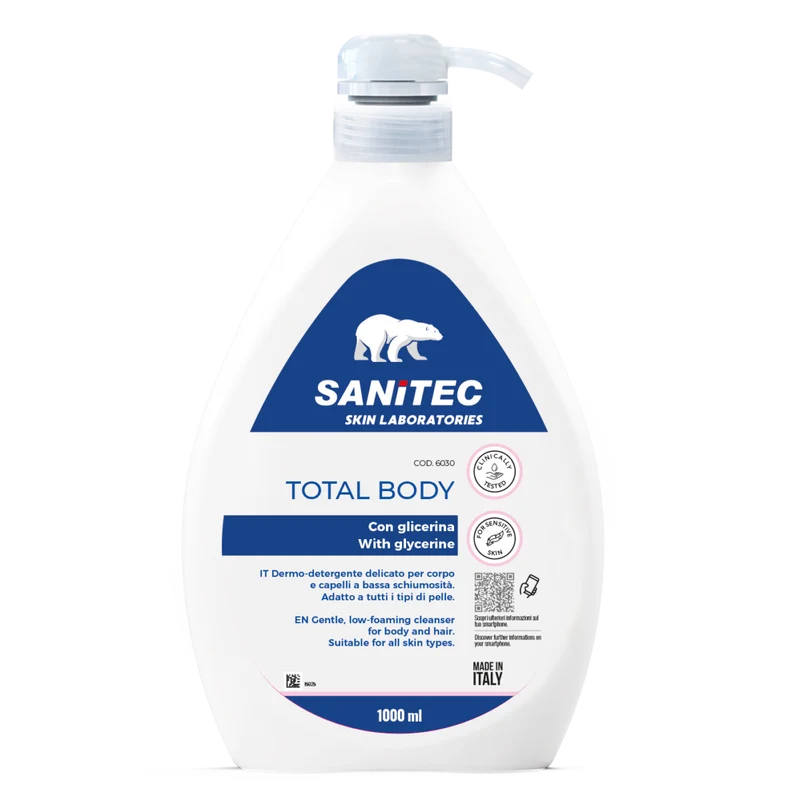 Dermodetergente corpo e capelli Sanitec Total Body 6x1 litro DISPONIBILE IN 7 GIORNI LAVORATIVI