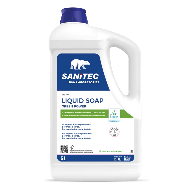 Sapone liquido mani Ecolabel Sanitec Liquid Soap Green Power 5 litri DISPONIBILE IN 7 GIORNI LAVORATIVI